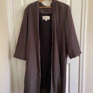 Jones New York Womens Cape Jacket Medium Green/Gray Spring Coat Removable Lining